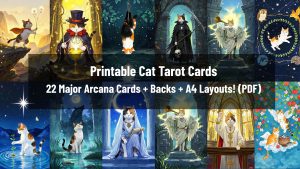 Printable Tarot Cards With Kittens | 22 Major Arcana Cat Cards + Backs + A4 Layouts! (PDF)