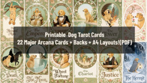 Printable Tarot Cards With Puppies | 22 Major Arcana Dog Cards + Backs + A4 Layouts! (PDF)